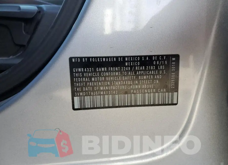 3VWD17AJ5FM412142 Photo# 12