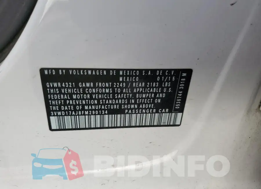3VWD17AJ8FM290134 Photo# 12