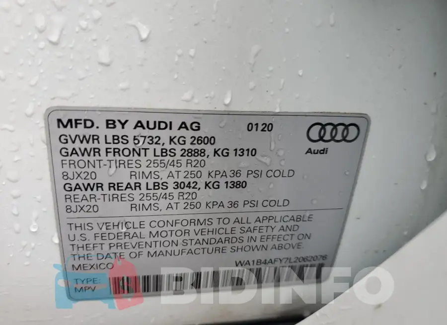 WA1B4AFY7L2062076 Photo# 14