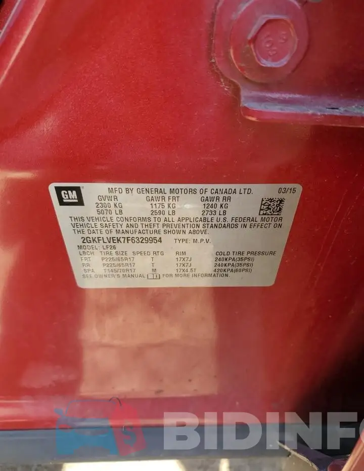 2GKFLVEK7F6329954 Photo# 12