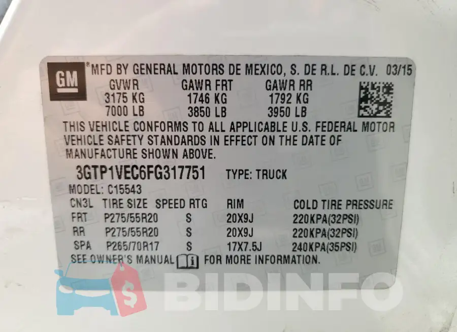 3GTP1VEC6FG317751 Photo# 13