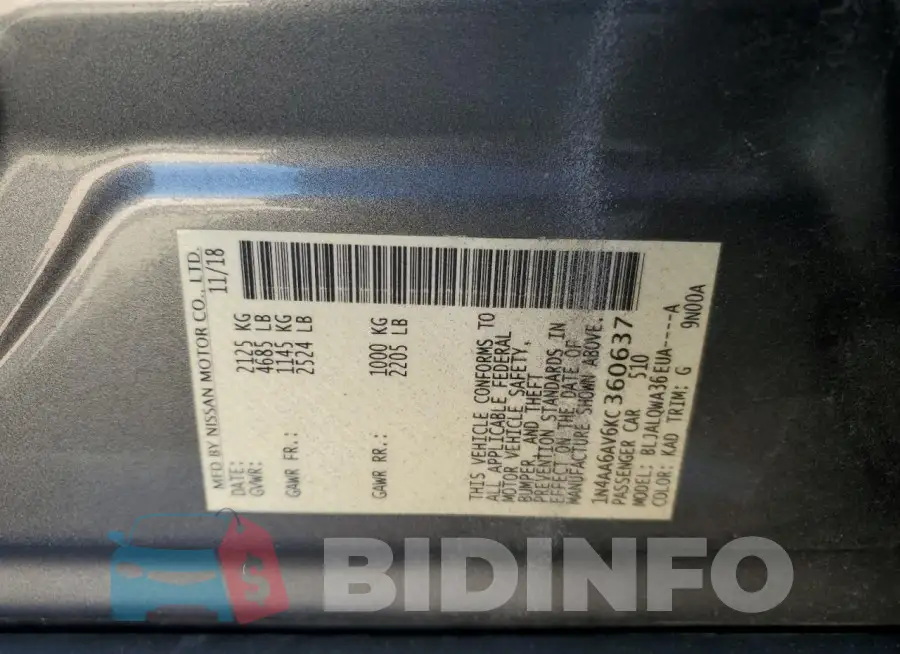 1N4AA6AV6KC360637 Photo# 13