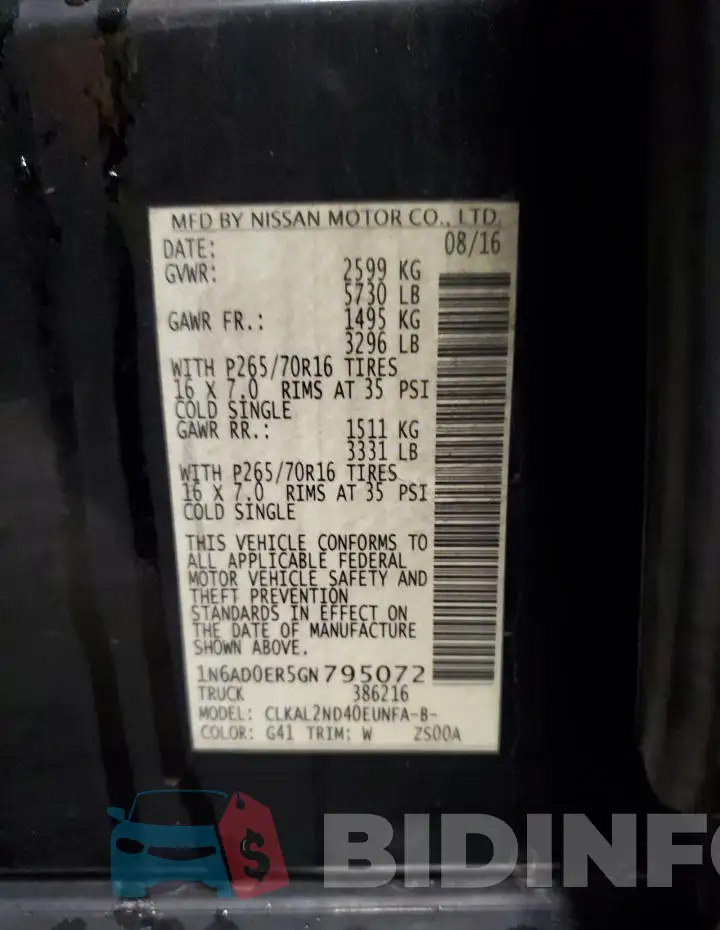 1N6AD0ER5GN795072 Photo# 12