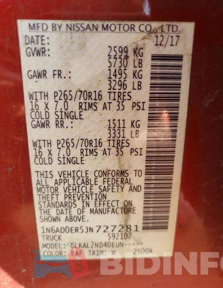1N6AD0ER5JN727281 Photo# 13