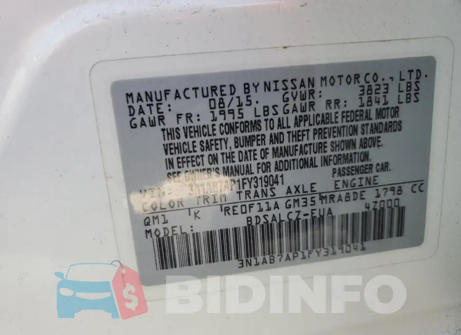 3N1AB7AP1FY319041 Photo# 12