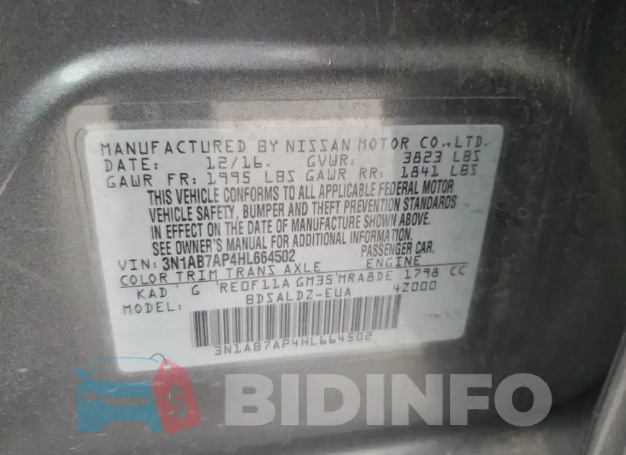 3N1AB7AP4HL664502 Photo# 12