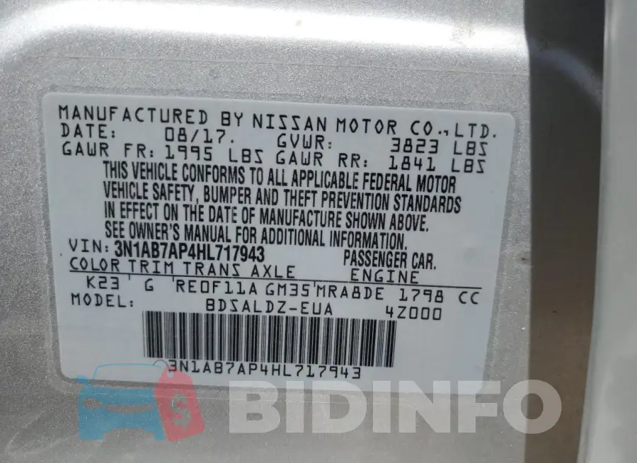 3N1AB7AP4HL717943 Photo# 13