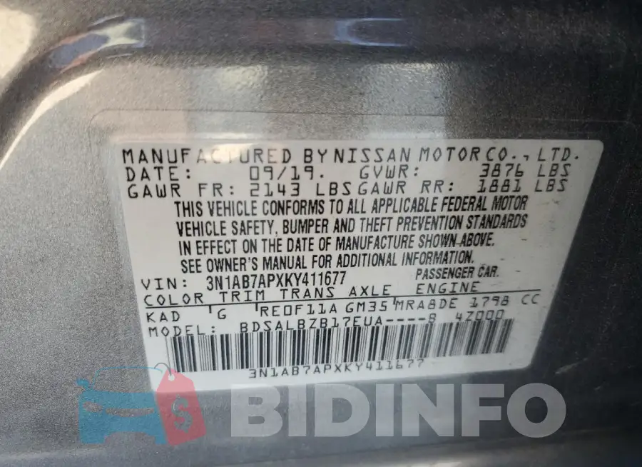 3N1AB7APXKY411677 Photo# 13