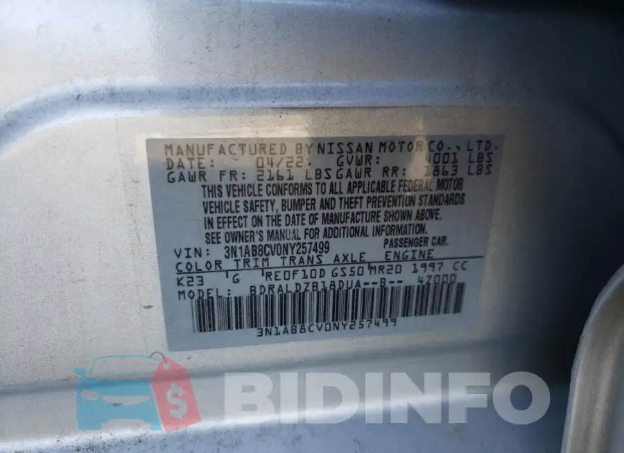 3N1AB8CV0NY257499 Photo# 12