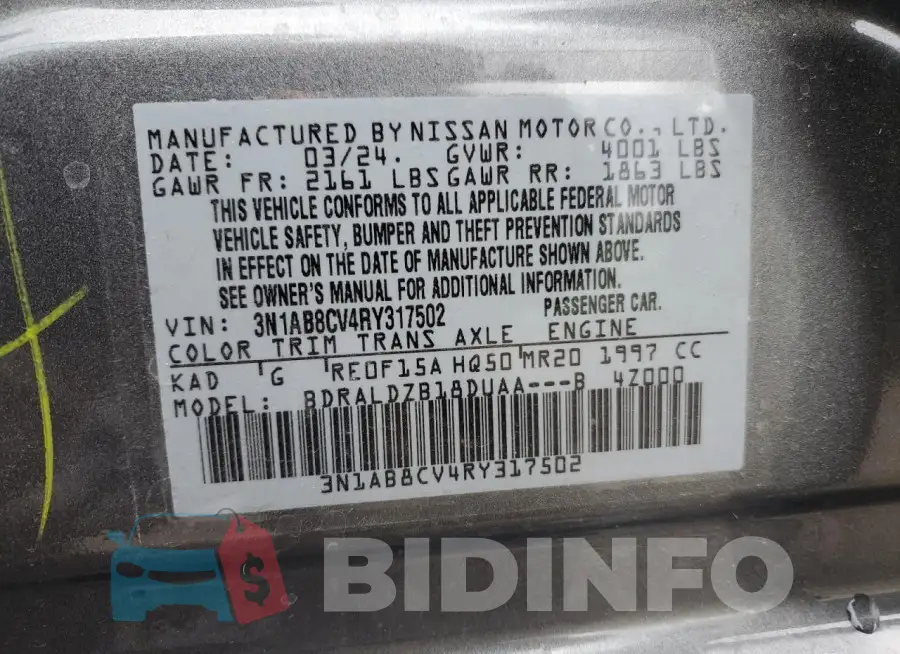 3N1AB8CV4RY317502 Photo# 13