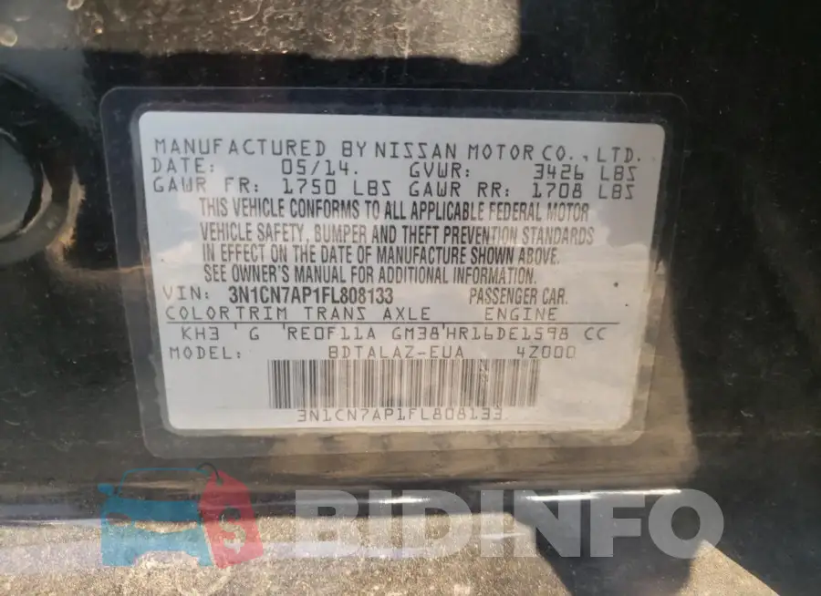 3N1CN7AP1FL808133 Photo# 12