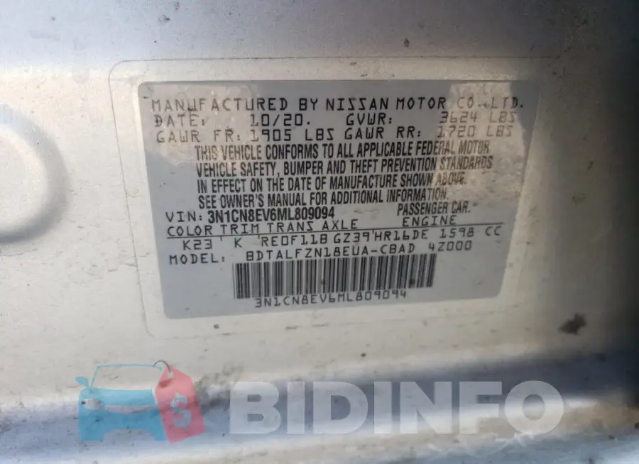 3N1CN8EV6ML809094 Photo# 12