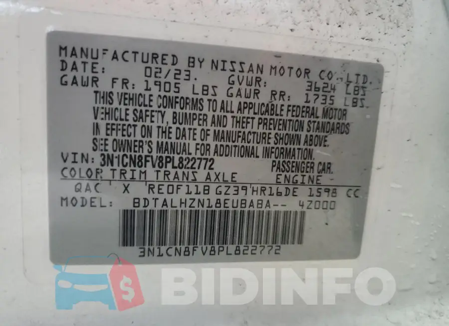 3N1CN8FV8PL822772 Photo# 12