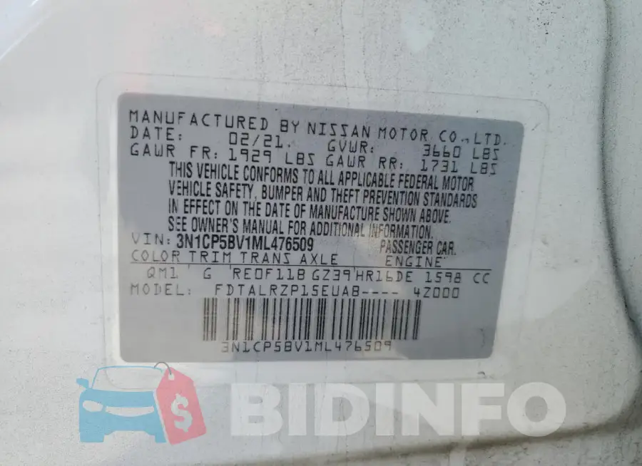 3N1CP5BV1ML476509 Photo# 13