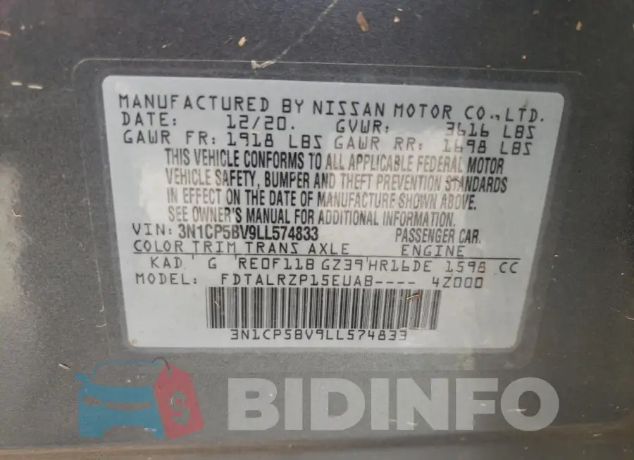 3N1CP5BV9LL574833 Photo# 12