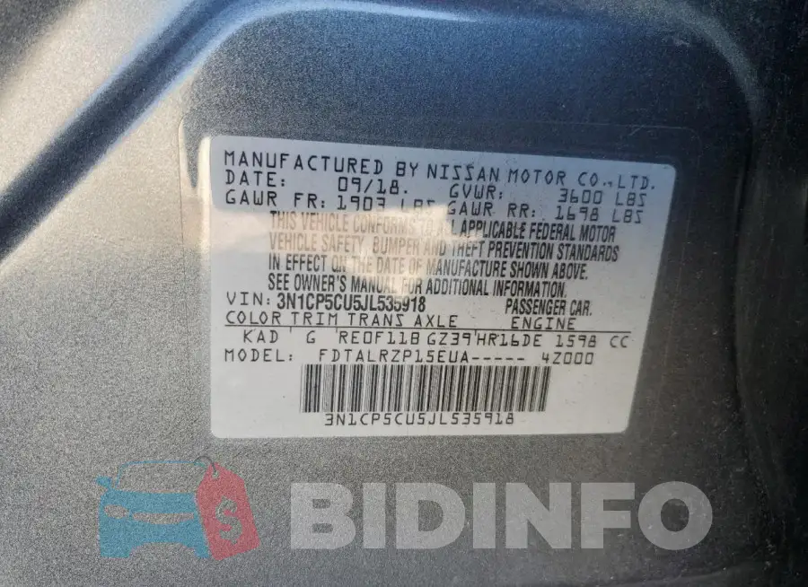 3N1CP5CU5JL535918 Photo# 13