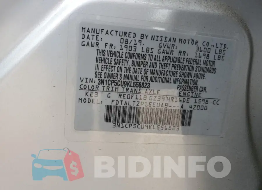 3N1CP5CU9KL556823 Photo# 13