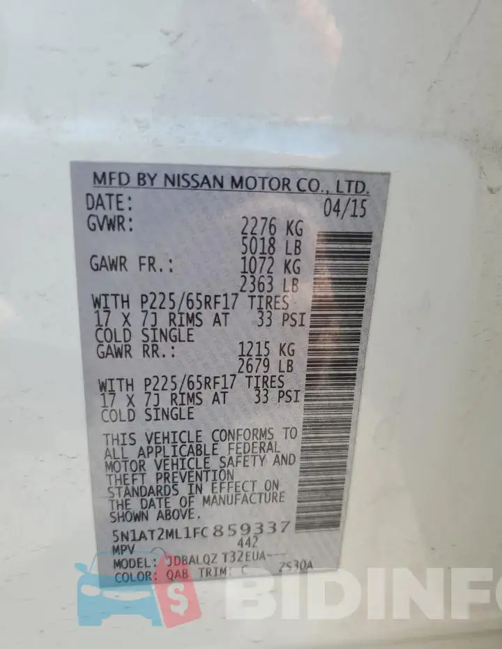 5N1AT2ML1FC859337 Photo# 14