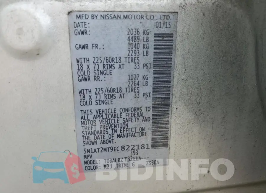 5N1AT2MT9FC822181 Photo# 13