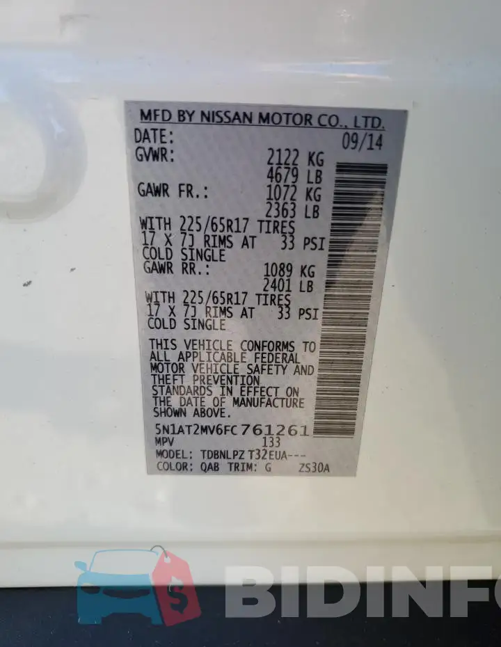 5N1AT2MV6FC761261 Photo# 13