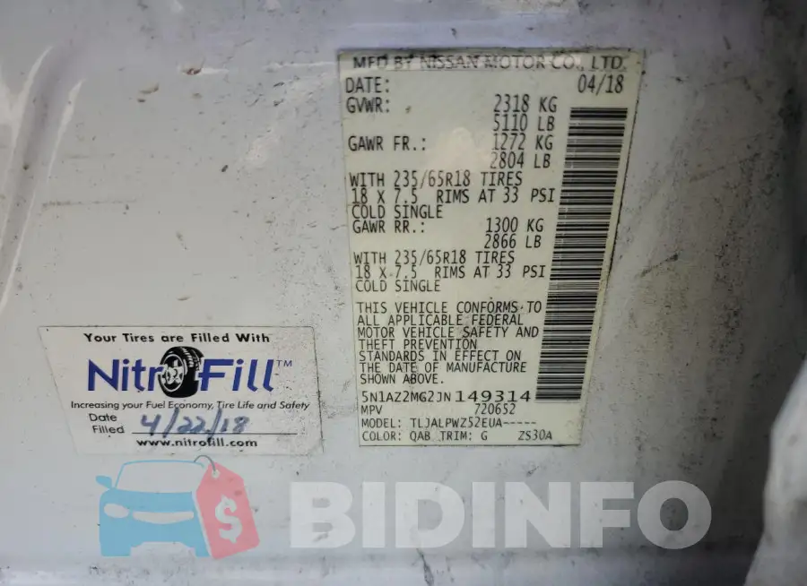 5N1AZ2MG2JN149314 Photo# 13