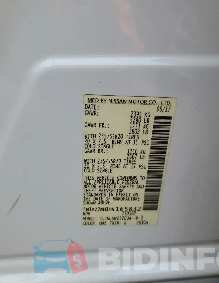 5N1AZ2MH1HN165832 Photo# 14