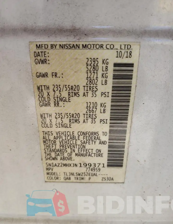 5N1AZ2MHXJN199371 Photo# 13