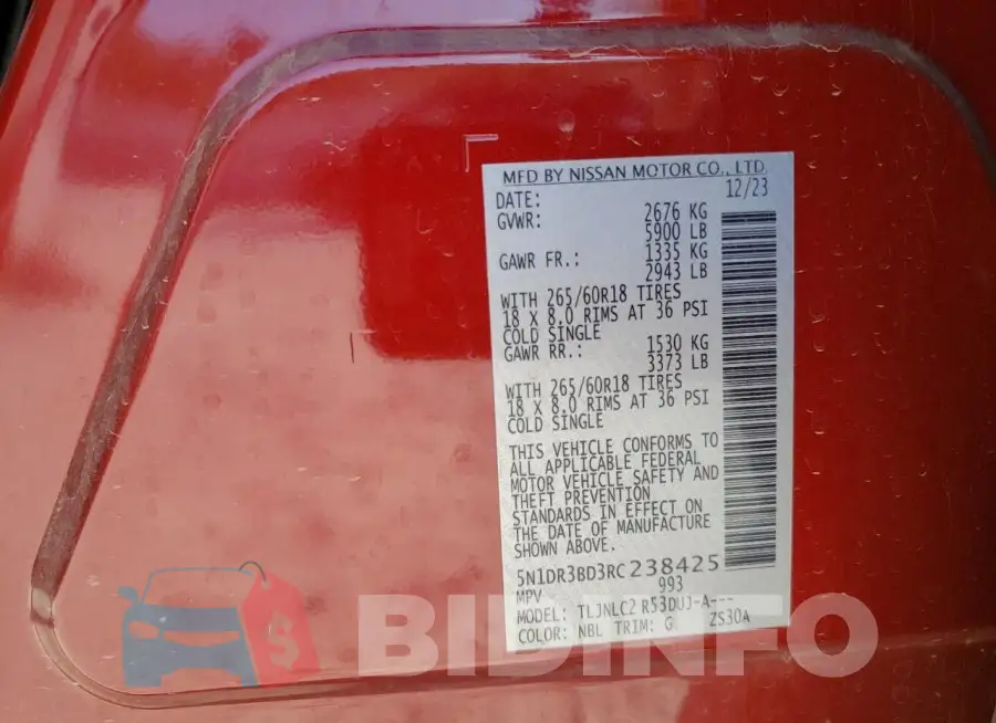 5N1DR3BD3RC238425 Photo# 13