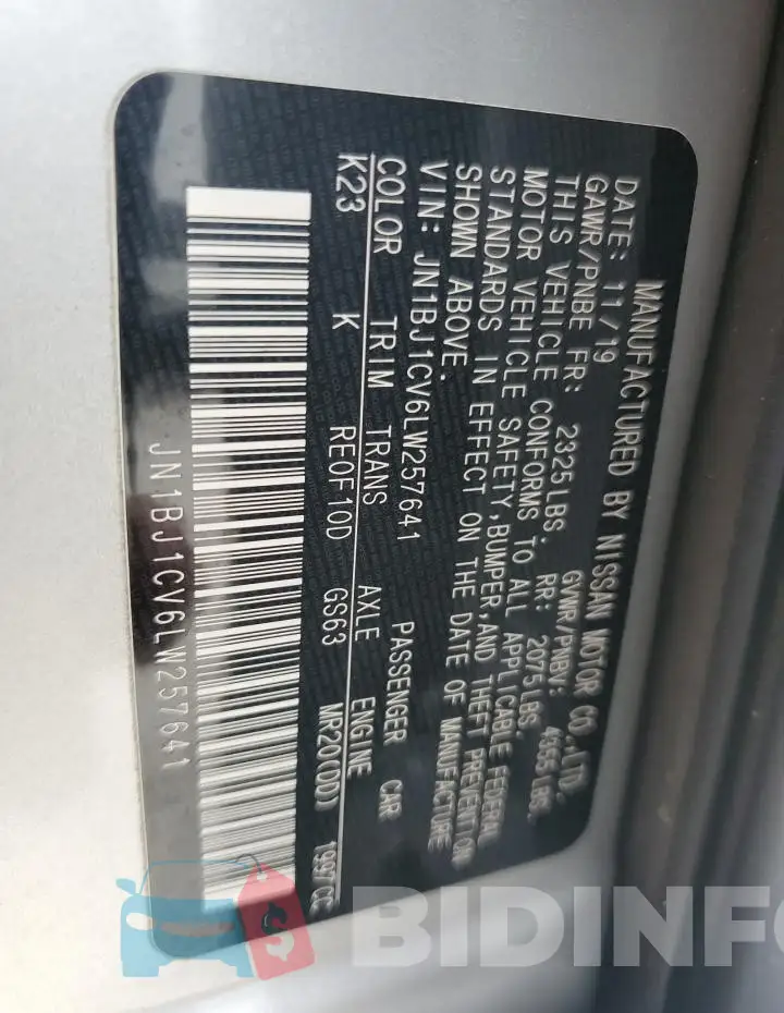 JN1BJ1CV6LW257641 Photo# 14