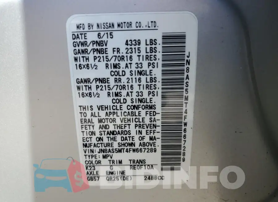 JN8AS5MT4FW667289 Photo# 12