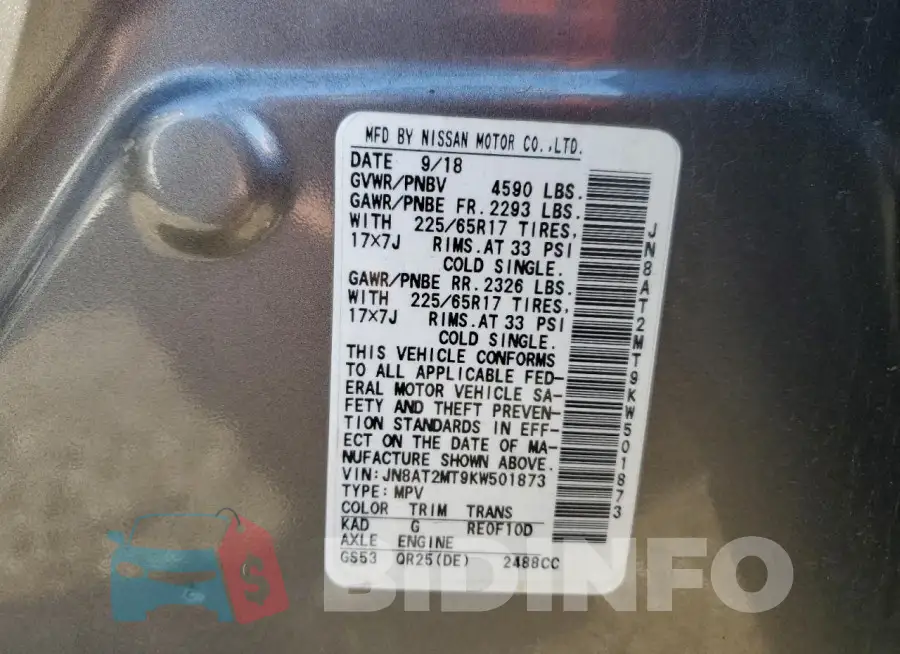 JN8AT2MT9KW501873 Photo# 14
