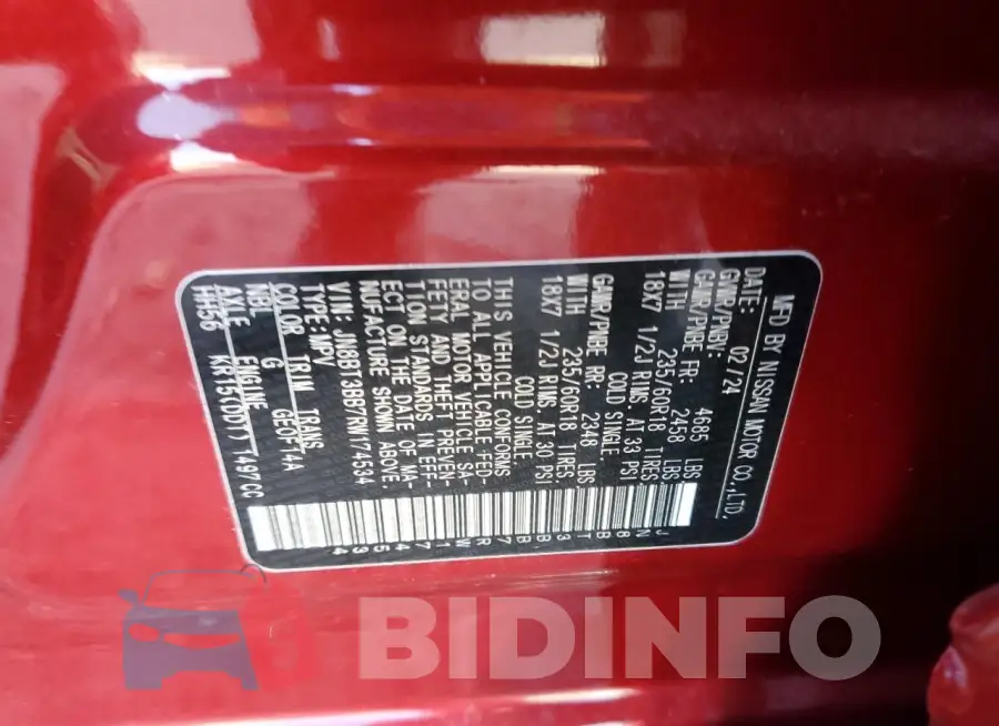 JN8BT3BB7RW174534 Photo# 13