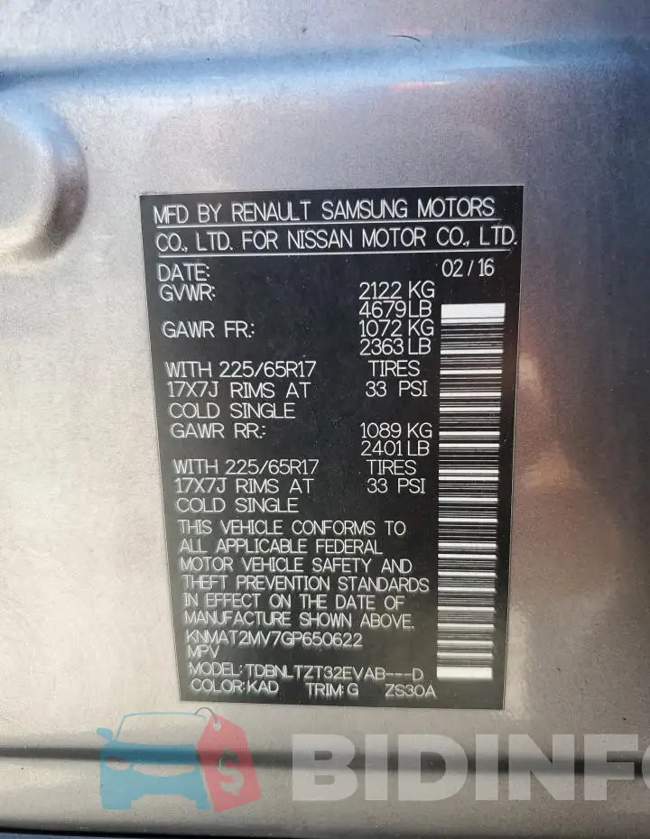 KNMAT2MV7GP650622 Photo# 14