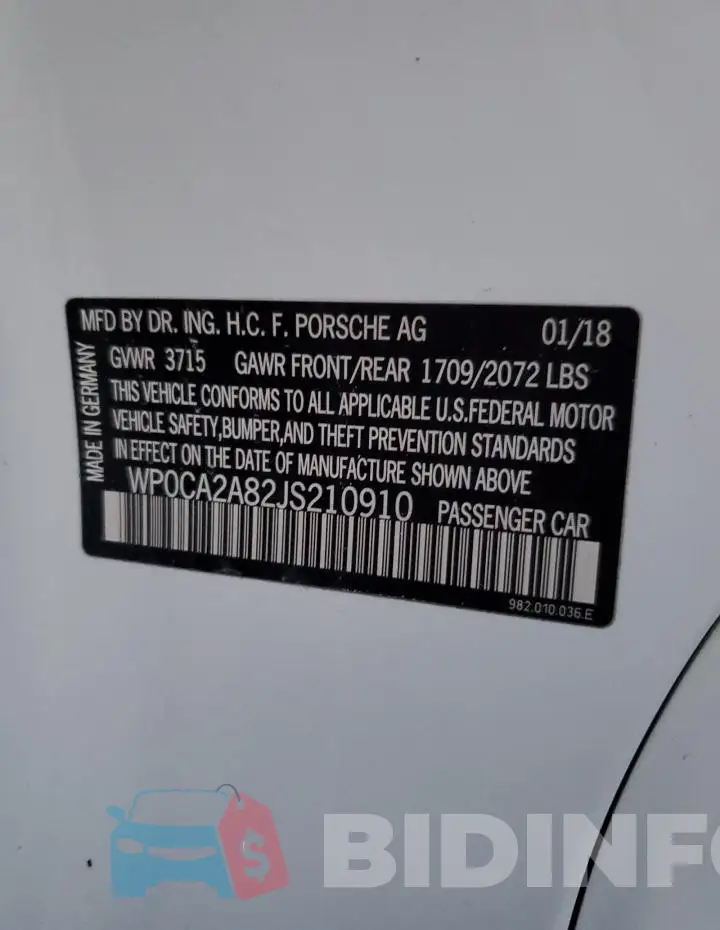WP0CA2A82JS210910 Photo# 12