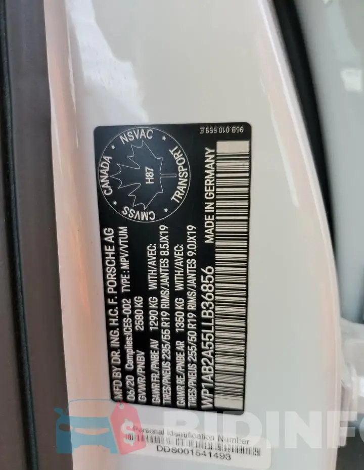 WP1AB2A55LLB36856 Photo# 13
