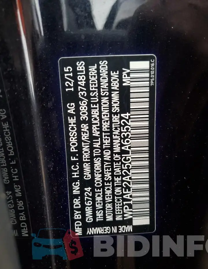 WP1AE2A25GLA63524 Photo# 13
