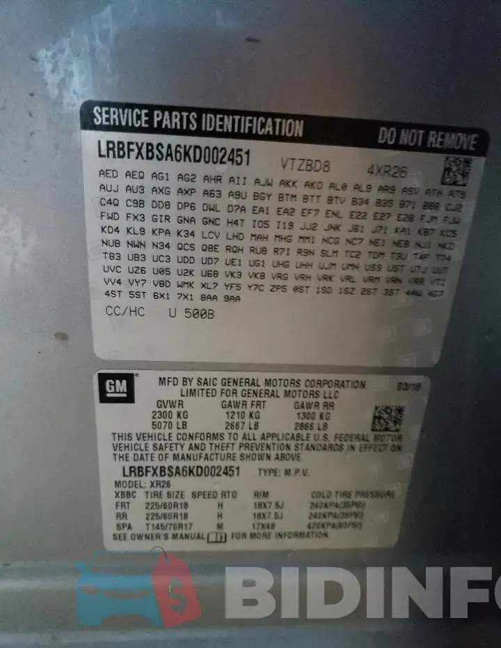 LRBFXBSA6KD002451 Photo# 13