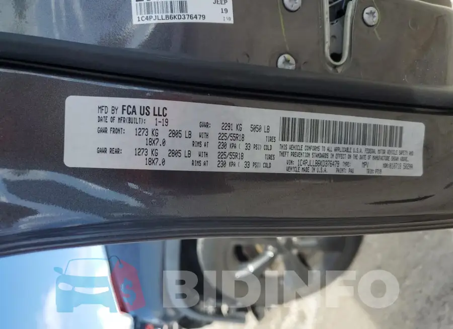1C4PJLLB6KD376479 Photo# 13