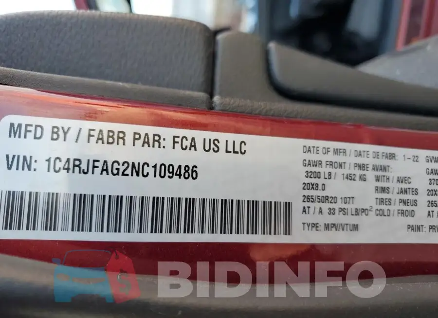 1C4RJFAG2NC109486 Photo# 13