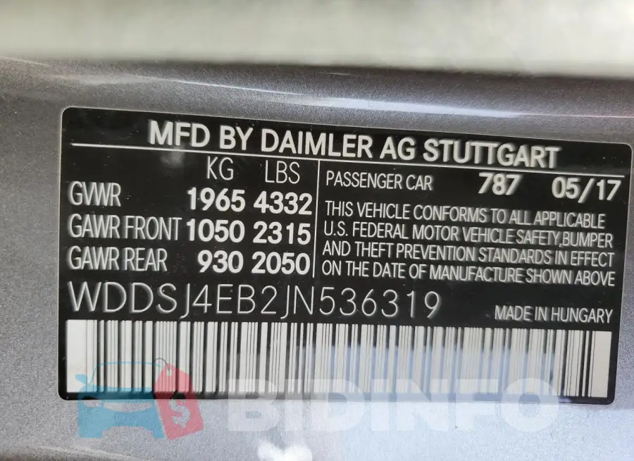 WDDSJ4EB2JN536319 Photo# 13