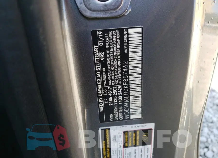 WDDWJ6EB0KF857462 Photo# 12