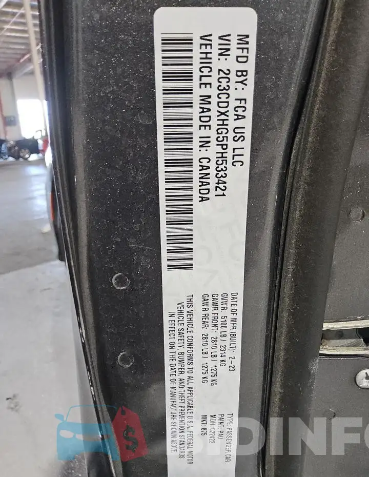 2C3CDXHG5PH533421 Photo# 12