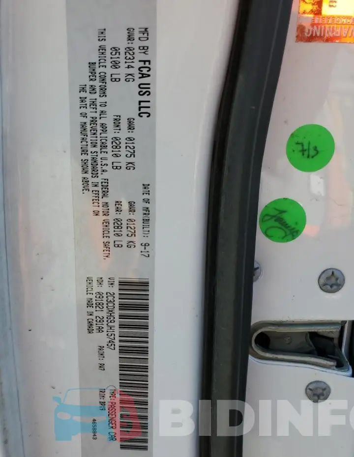 2C3CDXHG9JH157457 Photo# 13
