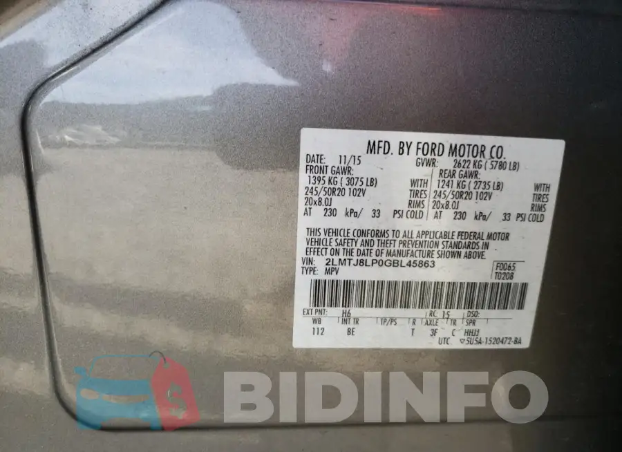 2LMTJ8LP0GBL45863 Photo# 13