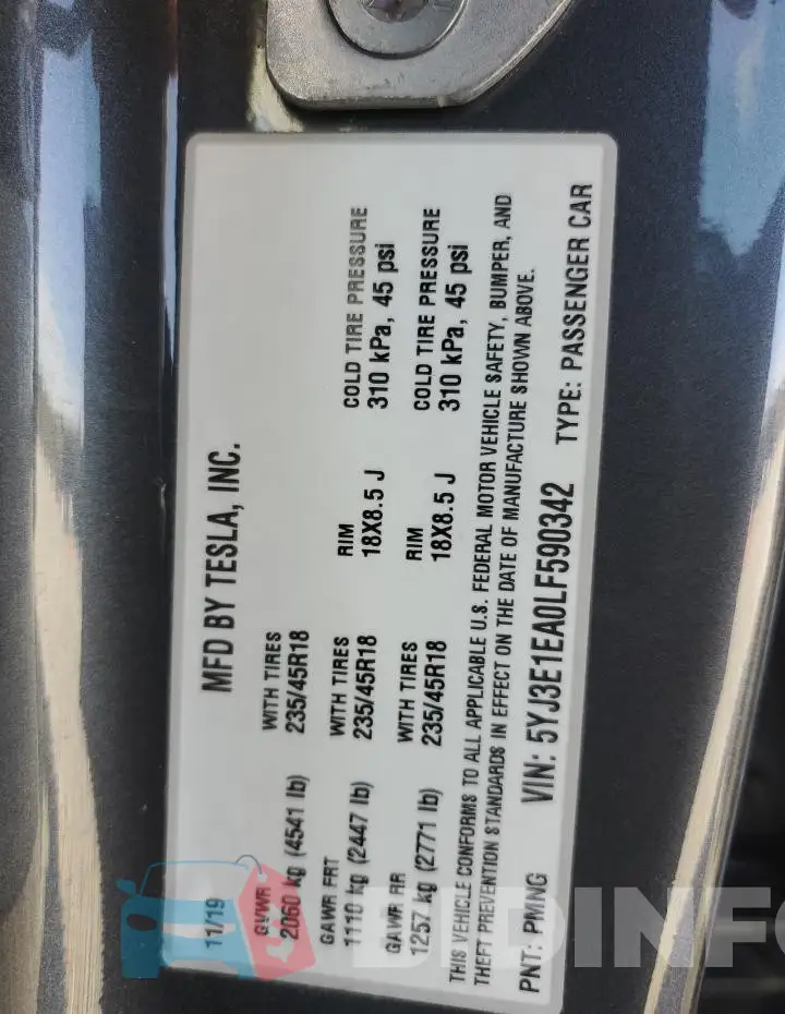 5YJ3E1EA0LF590342 Photo# 12