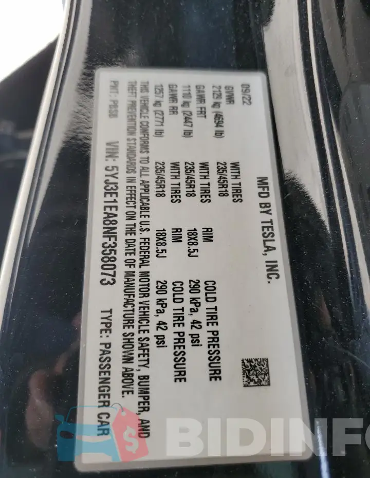 5YJ3E1EA8NF358073 Photo# 12