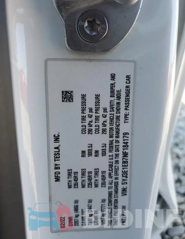 5YJ3E1EB7NF184179 Photo# 12