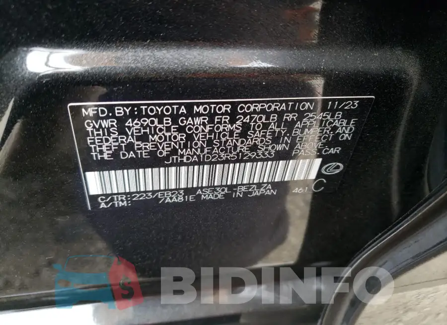 JTHDA1D23R5129333 Photo# 12
