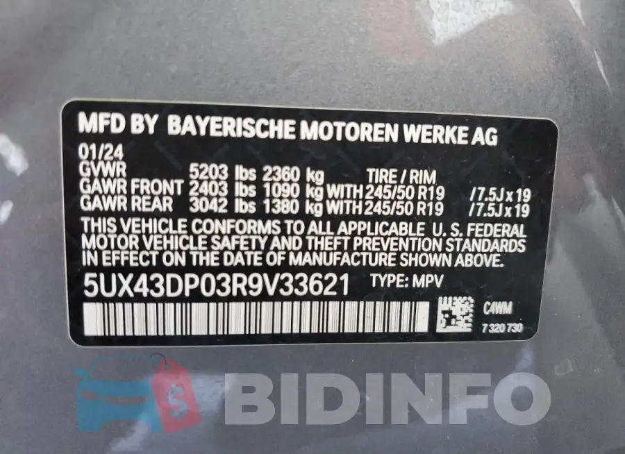 5UX43DP03R9V33621 Photo# 13