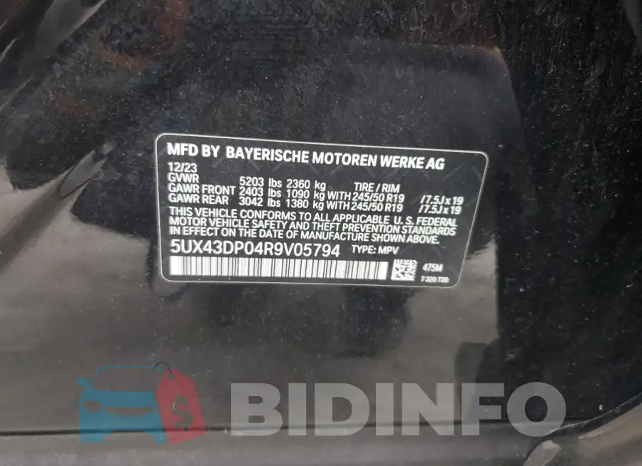 5UX43DP04R9V05794 Photo# 13